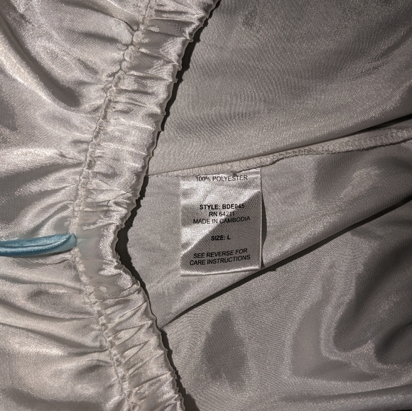 White silk Bride Shorts with rhinestone and light blue detail, size L - Picture 6 of 6